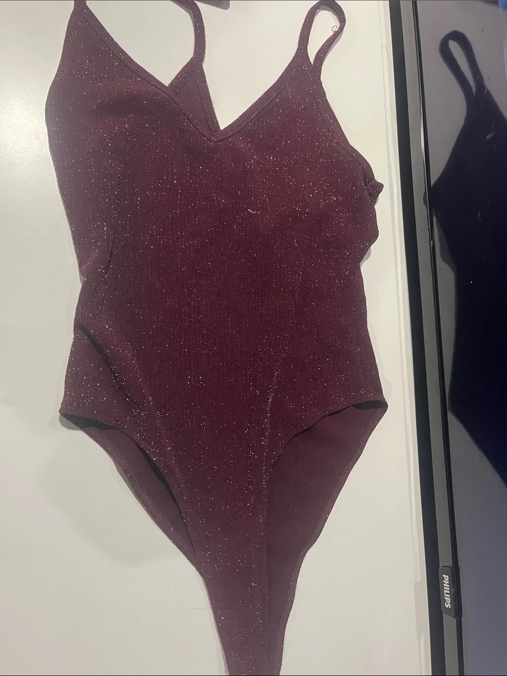 Forever 21 Sparkle Wine One-Piece Bodysuit